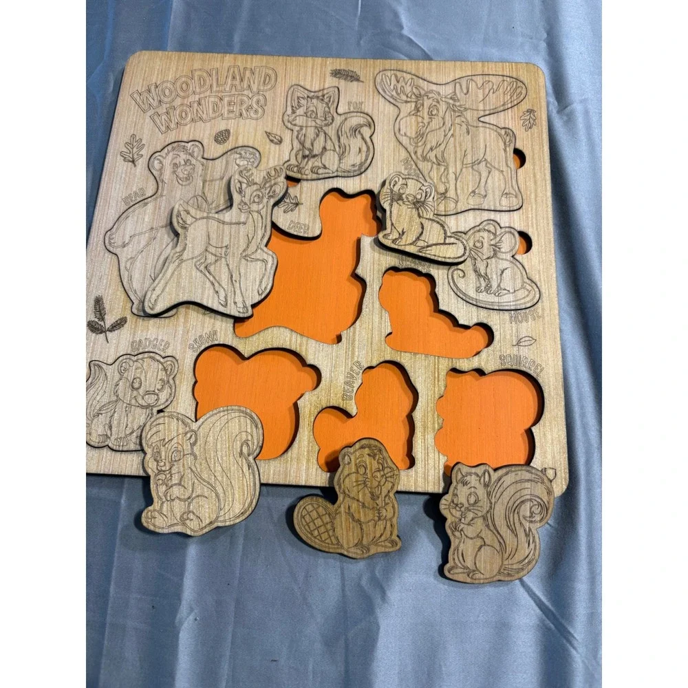 Woodland Wonders Wooden Chunky Animal Puzzle Forest Creatures Toddler Toy 10x10